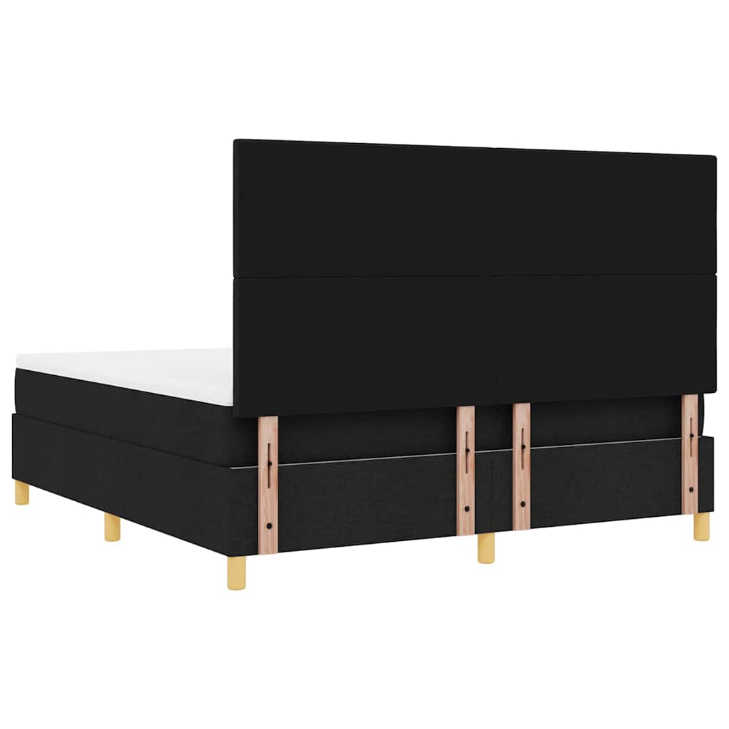 vidaXL LED Κρεβάτι με βάθρο με κεφαλάρι Μαύρο 180 x 200 cm ύφασμα