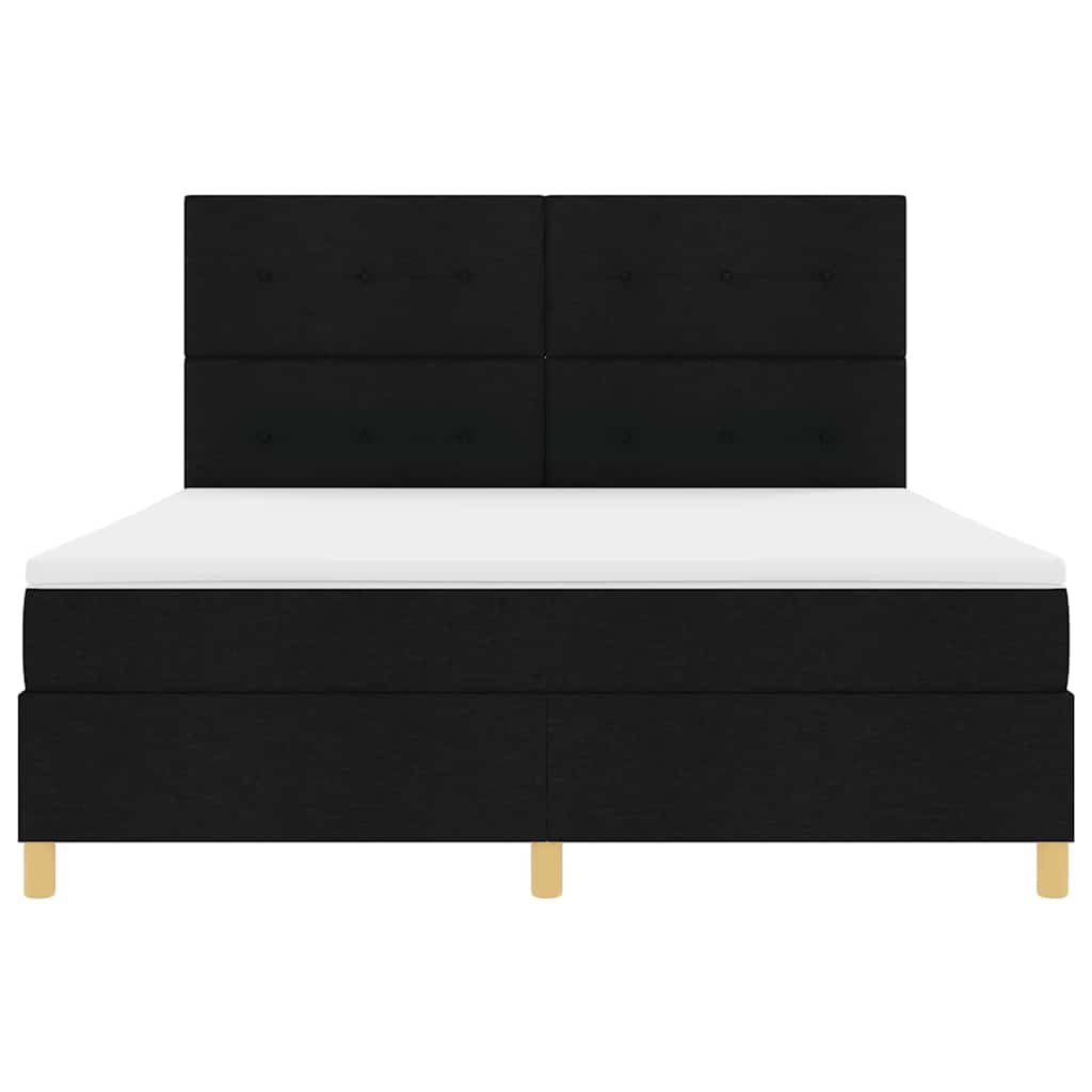vidaXL LED Κρεβάτι με βάθρο με κεφαλάρι Μαύρο 180 x 200 cm ύφασμα