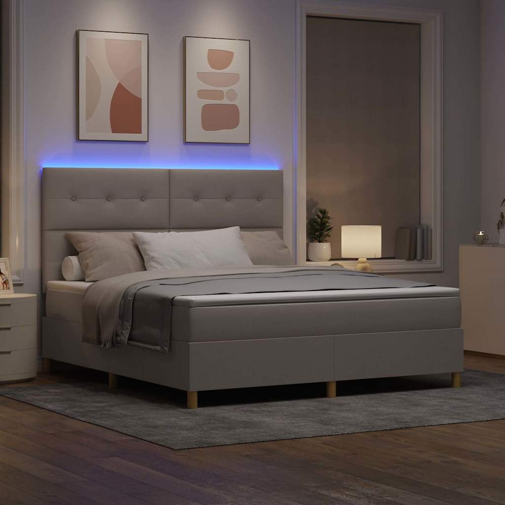 vidaXL LED Κρεβάτι με βάθρο με κεφαλάρι Taupe 180 x 200 cm ύφασμα