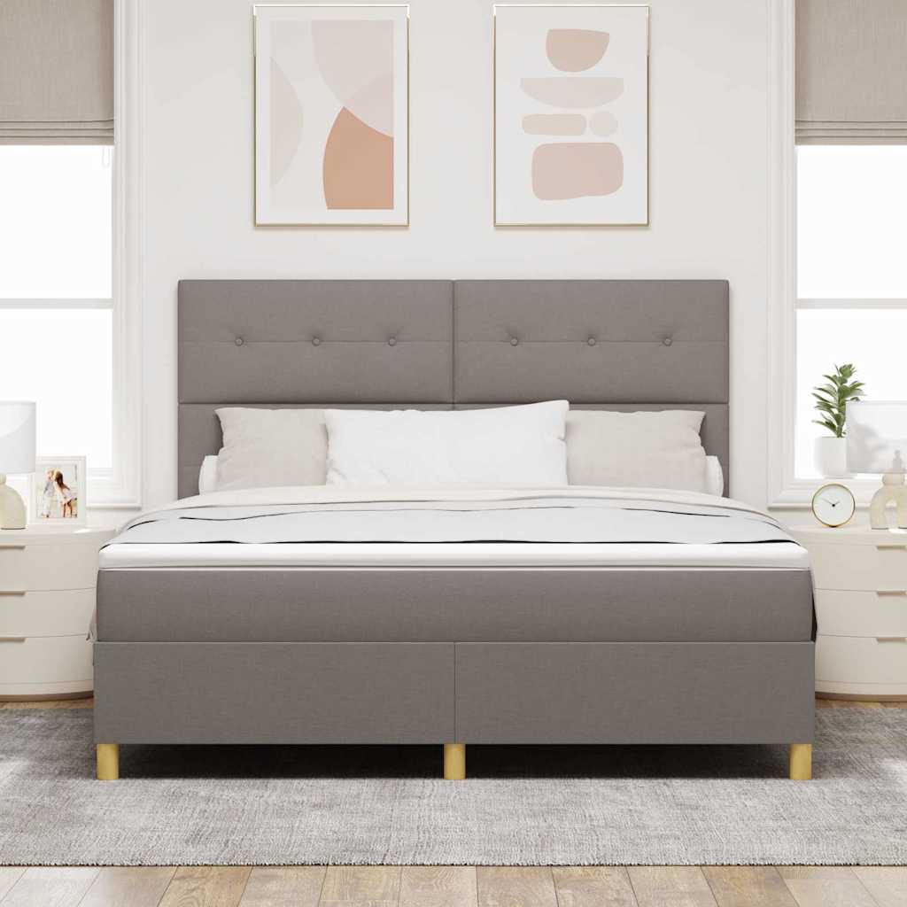 vidaXL LED Κρεβάτι με βάθρο με κεφαλάρι Taupe 180 x 200 cm ύφασμα