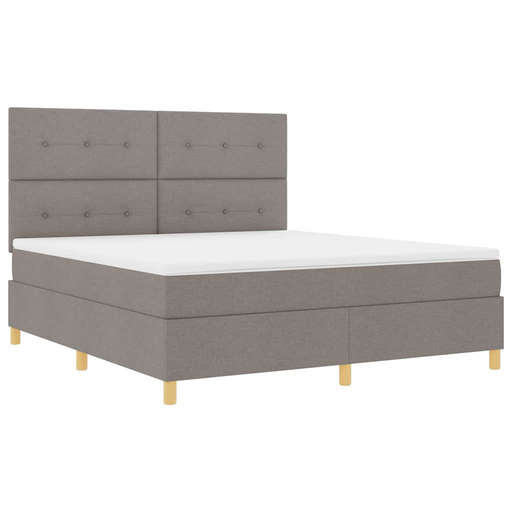 vidaXL LED Κρεβάτι με βάθρο με κεφαλάρι Taupe 180 x 200 cm ύφασμα