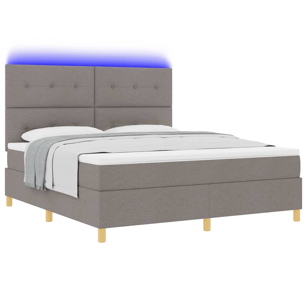 vidaXL LED Κρεβάτι με βάθρο με κεφαλάρι Taupe 180 x 200 cm ύφασμα