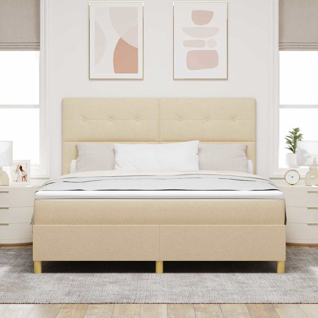 vidaXL LED Κρεβάτι με βάθρο με κεφαλάρι Κρεμ 180 x 200 cm ύφασμα