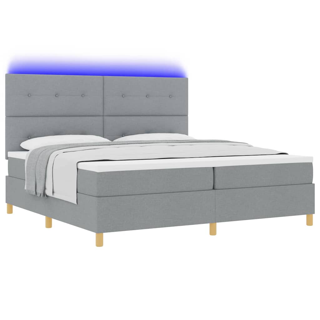 vidaXL LED Κρεβάτι με βάθρο Ανοιχτό γκρι 200 x 200 cm ύφασμα
