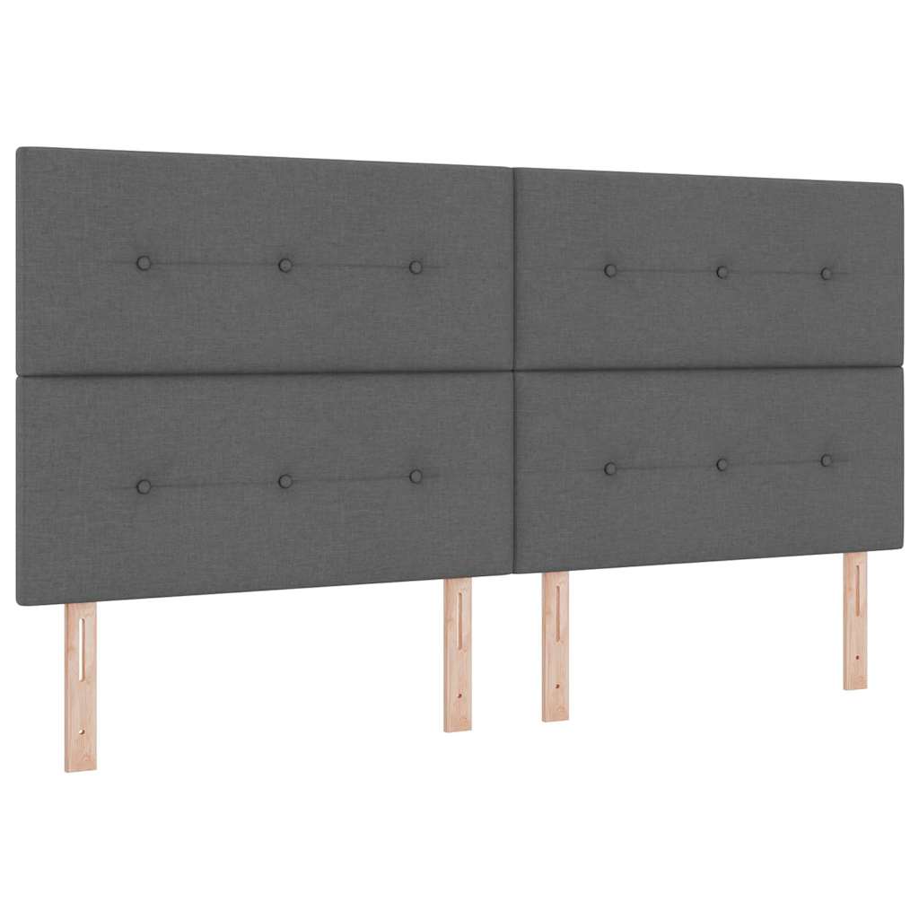 vidaXL LED Κρεβάτι με βάθρο Σκούρο Γκρι 200 x 200 cm ύφασμα