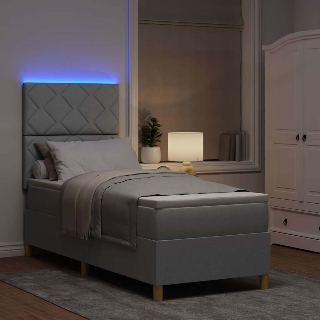 vidaXL LED Κρεβάτι με βάθρο Ανοιχτό γκρι 80 x 200 cm ύφασμα