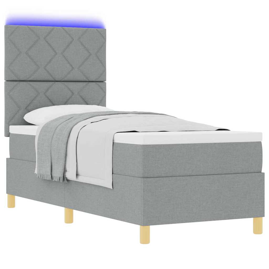 vidaXL LED Κρεβάτι με βάθρο Ανοιχτό γκρι 80 x 200 cm ύφασμα