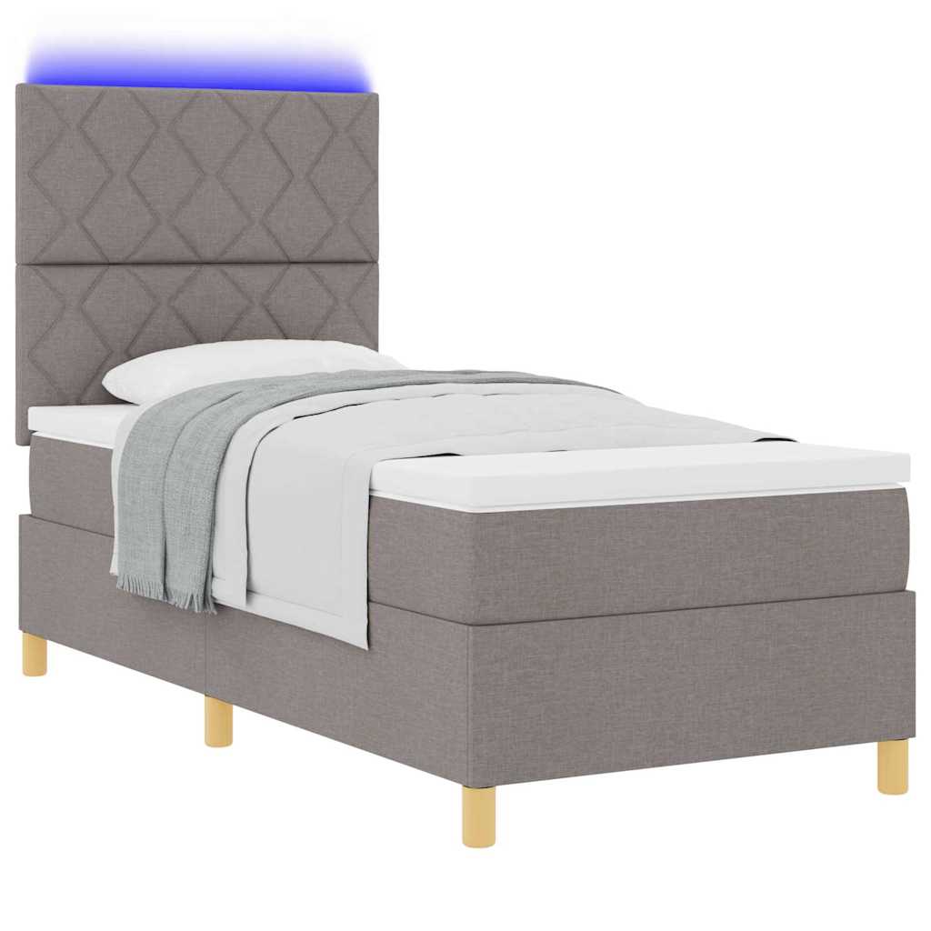 vidaXL LED Κρεβάτι με βάθρο με κεφαλάρι Taupe 90 x 190 cm ύφασμα