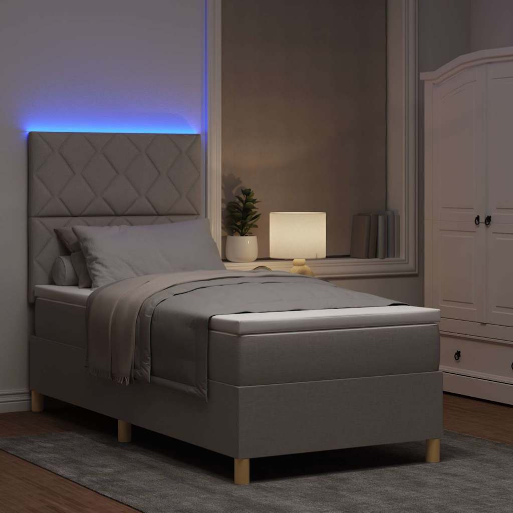 vidaXL LED Κρεβάτι με βάθρο με κεφαλάρι Taupe 90 x 200 cm ύφασμα