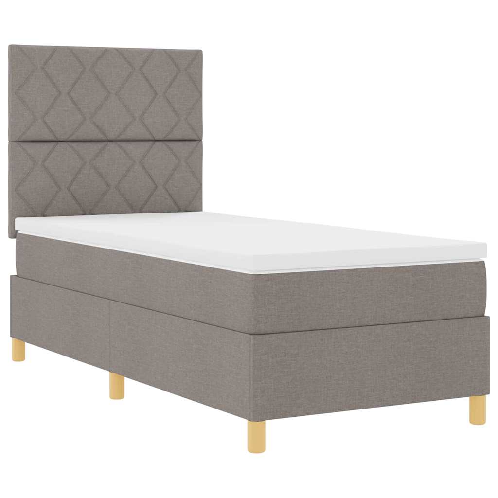 vidaXL LED Κρεβάτι με βάθρο με κεφαλάρι Taupe 90 x 200 cm ύφασμα