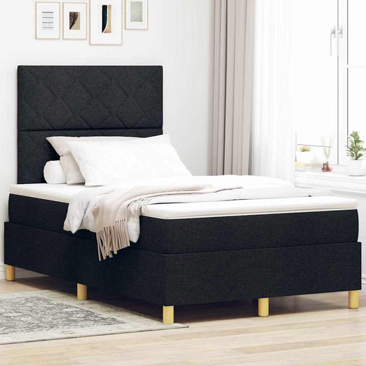 vidaXL LED Κρεβάτι με βάθρο με κεφαλάρι Μαύρο 120 x 190 cm ύφασμα