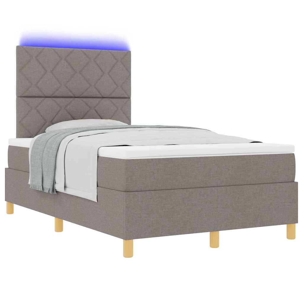 vidaXL LED Κρεβάτι με βάθρο με κεφαλάρι Taupe 120 x 190 cm ύφασμα