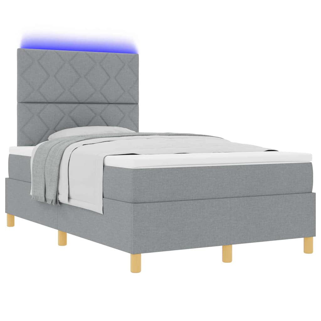 vidaXL LED Κρεβάτι με βάθρο Ανοιχτό γκρι 120 x 200 cm ύφασμα