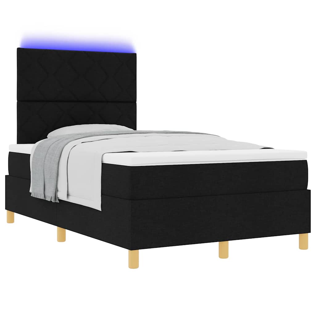 vidaXL LED Κρεβάτι με βάθρο με κεφαλάρι Μαύρο 120 x 200 cm ύφασμα