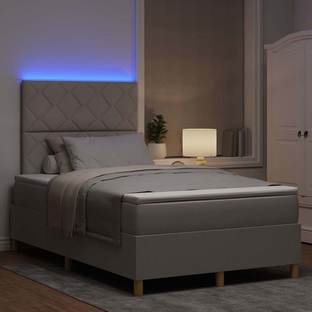 vidaXL LED Κρεβάτι με βάθρο με κεφαλάρι Taupe 120 x 200 cm ύφασμα