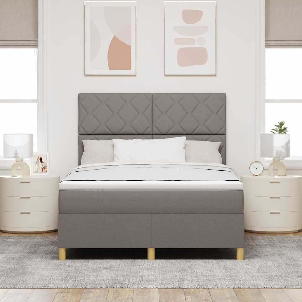 vidaXL LED Κρεβάτι με βάθρο με κεφαλάρι Taupe 140 x 200 cm ύφασμα