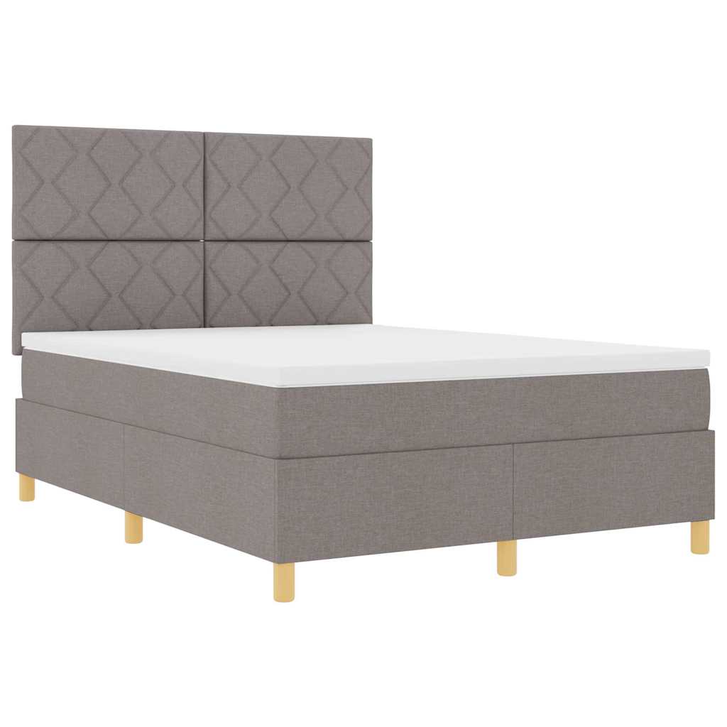 vidaXL LED Κρεβάτι με βάθρο με κεφαλάρι Taupe 140 x 200 cm ύφασμα