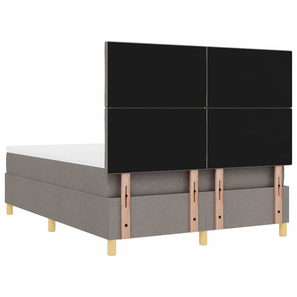 vidaXL LED Κρεβάτι με βάθρο με κεφαλάρι Taupe 140 x 200 cm ύφασμα