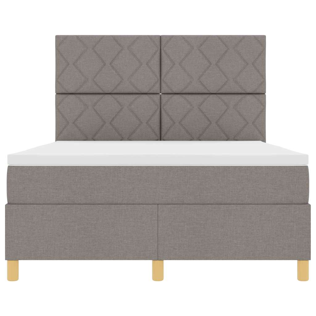 vidaXL LED Κρεβάτι με βάθρο με κεφαλάρι Taupe 140 x 200 cm ύφασμα