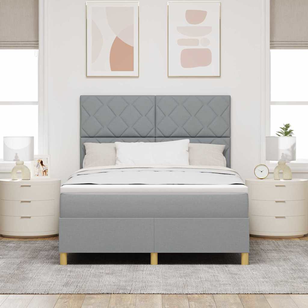 vidaXL LED Κρεβάτι με βάθρο Ανοιχτό γκρι 160 x 200 cm ύφασμα