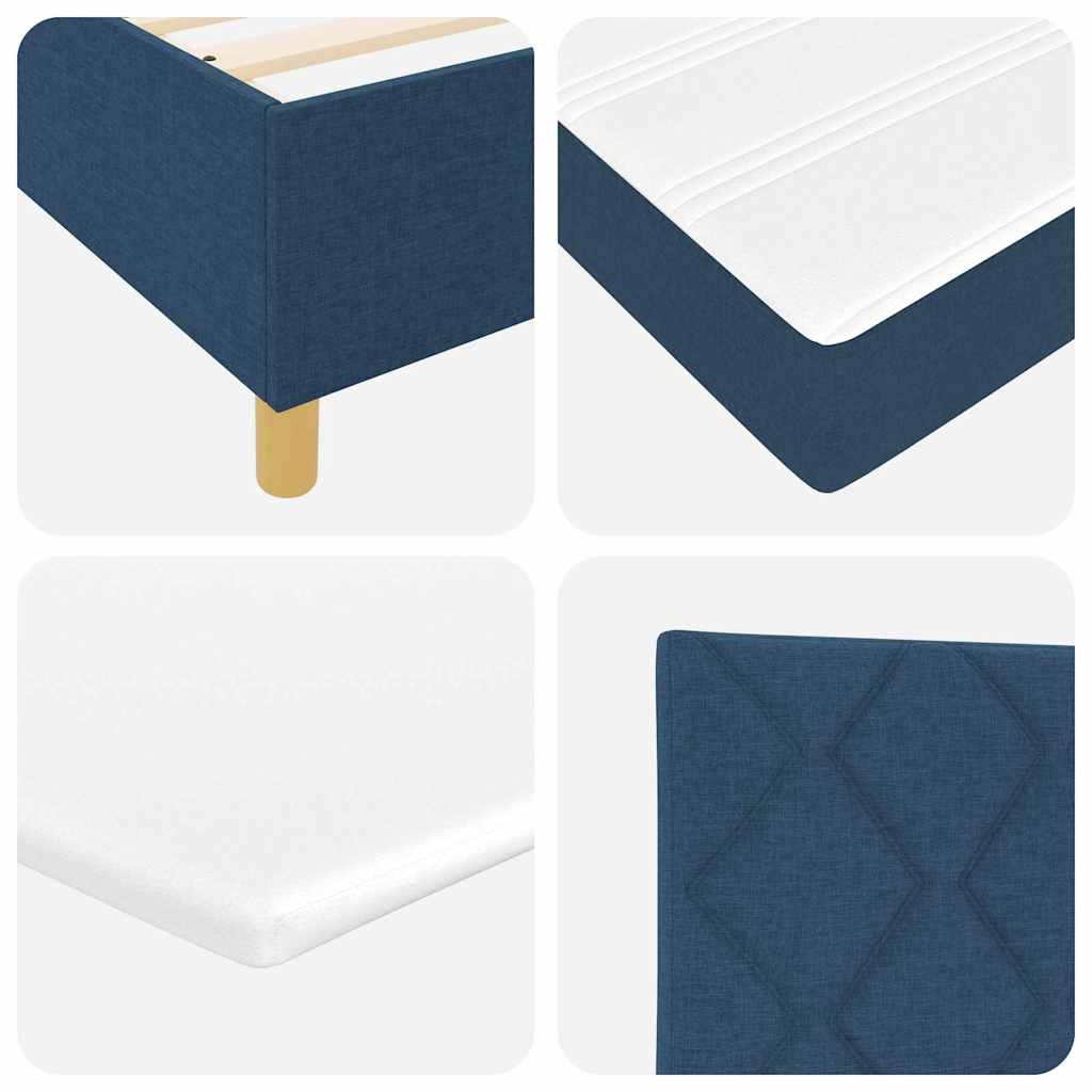 vidaXL LED Κρεβάτι με βάθρο με κεφαλάρι Μπλε 160 x 200 cm ύφασμα