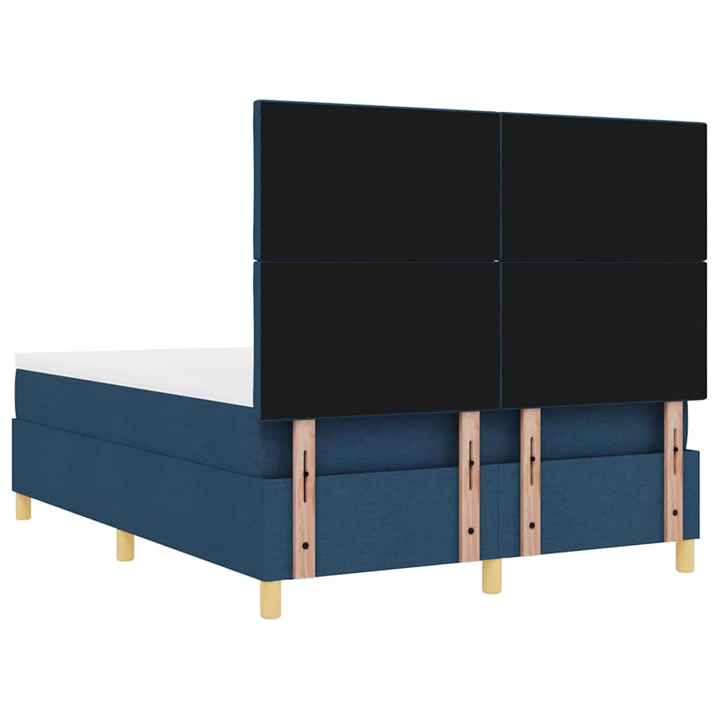 vidaXL LED Κρεβάτι με βάθρο με κεφαλάρι Μπλε 160 x 200 cm ύφασμα