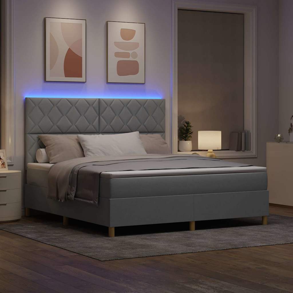 vidaXL LED Κρεβάτι με βάθρο Ανοιχτό γκρι 180 x 200 cm ύφασμα