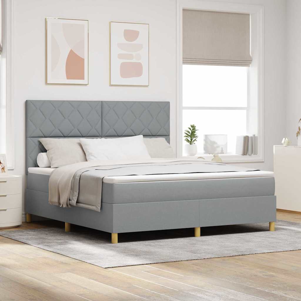 vidaXL LED Κρεβάτι με βάθρο Ανοιχτό γκρι 180 x 200 cm ύφασμα