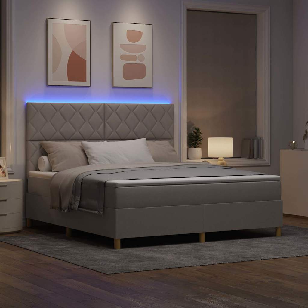 vidaXL LED Κρεβάτι με βάθρο με κεφαλάρι Taupe 180 x 200 cm ύφασμα