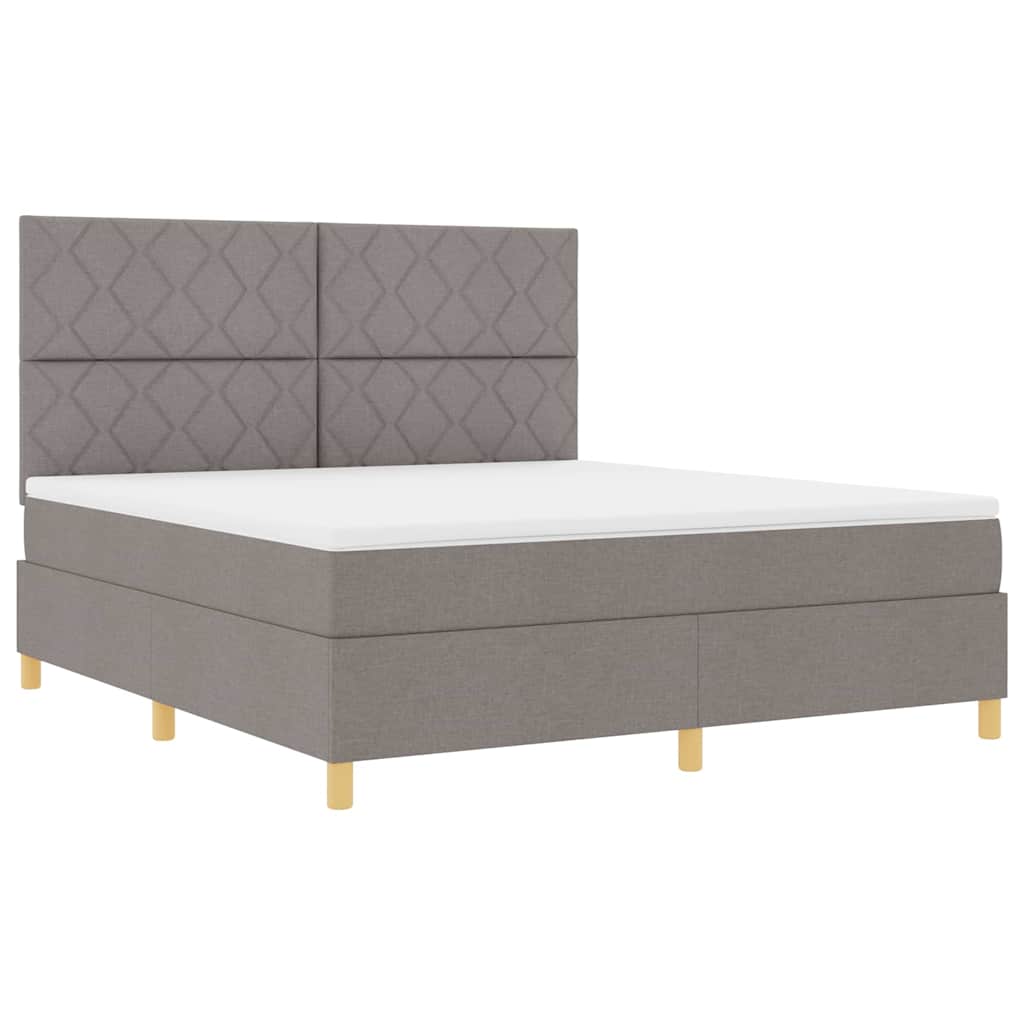 vidaXL LED Κρεβάτι με βάθρο με κεφαλάρι Taupe 180 x 200 cm ύφασμα