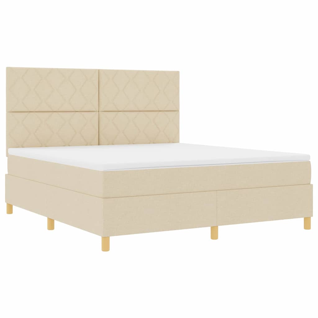 vidaXL LED Κρεβάτι με βάθρο με κεφαλάρι Κρεμ 180 x 200 cm ύφασμα