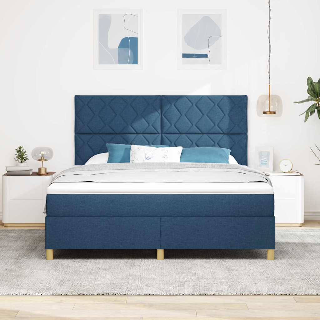 vidaXL LED Κρεβάτι με βάθρο με κεφαλάρι Μπλε 180 x 200 cm ύφασμα