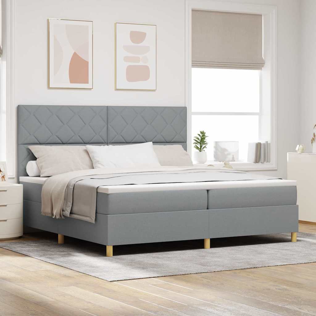 vidaXL LED Κρεβάτι με βάθρο Ανοιχτό γκρι 200 x 200 cm ύφασμα