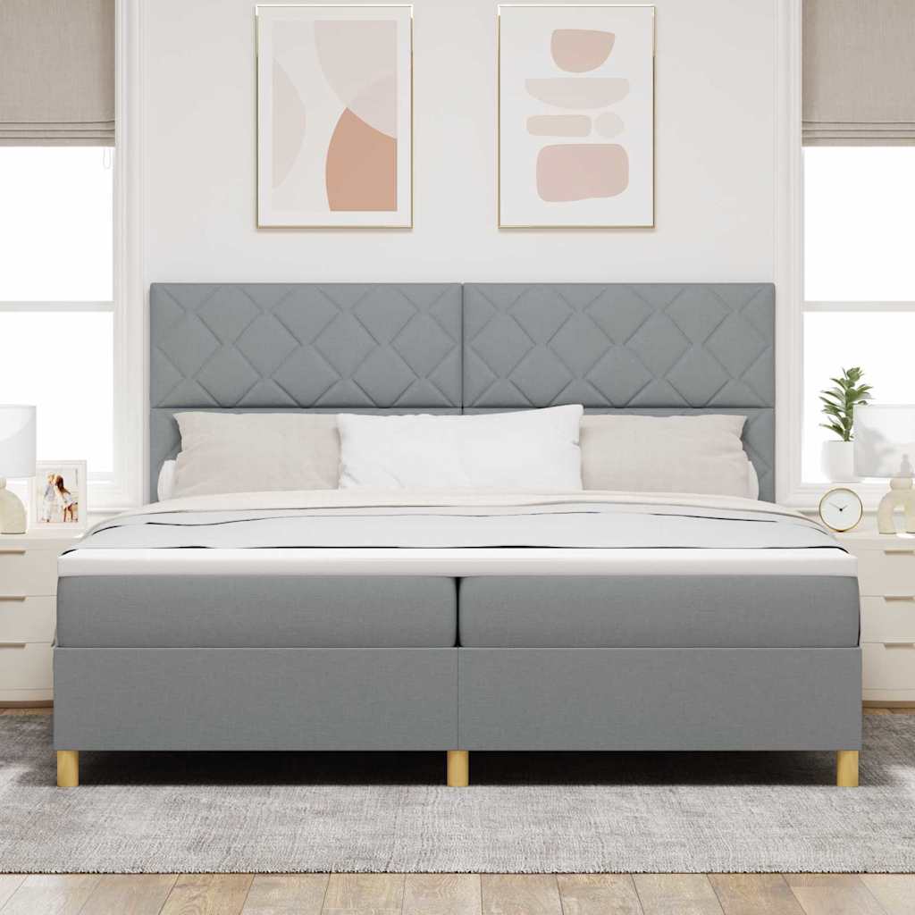 vidaXL LED Κρεβάτι με βάθρο Ανοιχτό γκρι 200 x 200 cm ύφασμα
