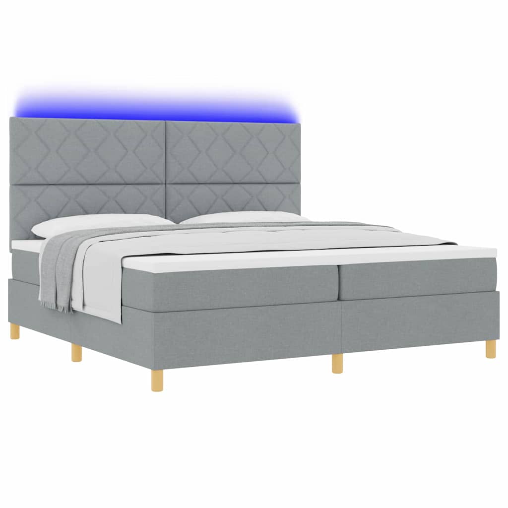 vidaXL LED Κρεβάτι με βάθρο Ανοιχτό γκρι 200 x 200 cm ύφασμα
