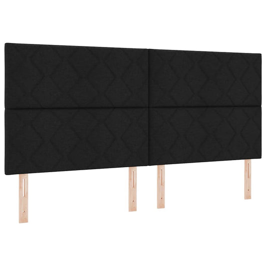 vidaXL LED Κρεβάτι με βάθρο με κεφαλάρι Μαύρο 200 x 200 cm ύφασμα