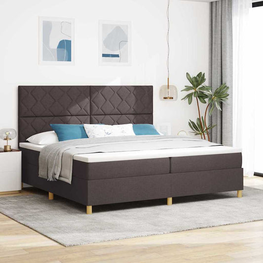 vidaXL LED Κρεβάτι με βάθρο Σκούρο Καφέ 200 x 200 cm ύφασμα
