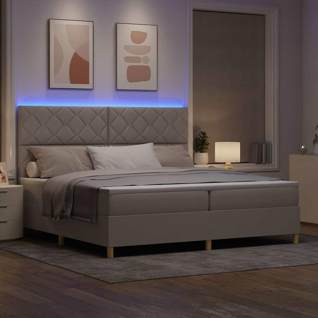 vidaXL LED Κρεβάτι με βάθρο με κεφαλάρι Taupe 200 x 200 cm ύφασμα