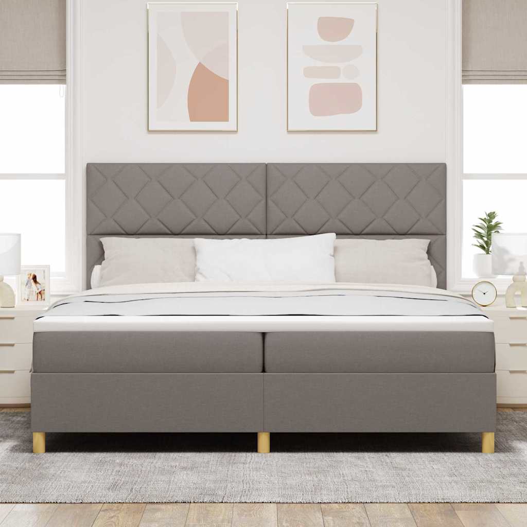 vidaXL LED Κρεβάτι με βάθρο με κεφαλάρι Taupe 200 x 200 cm ύφασμα