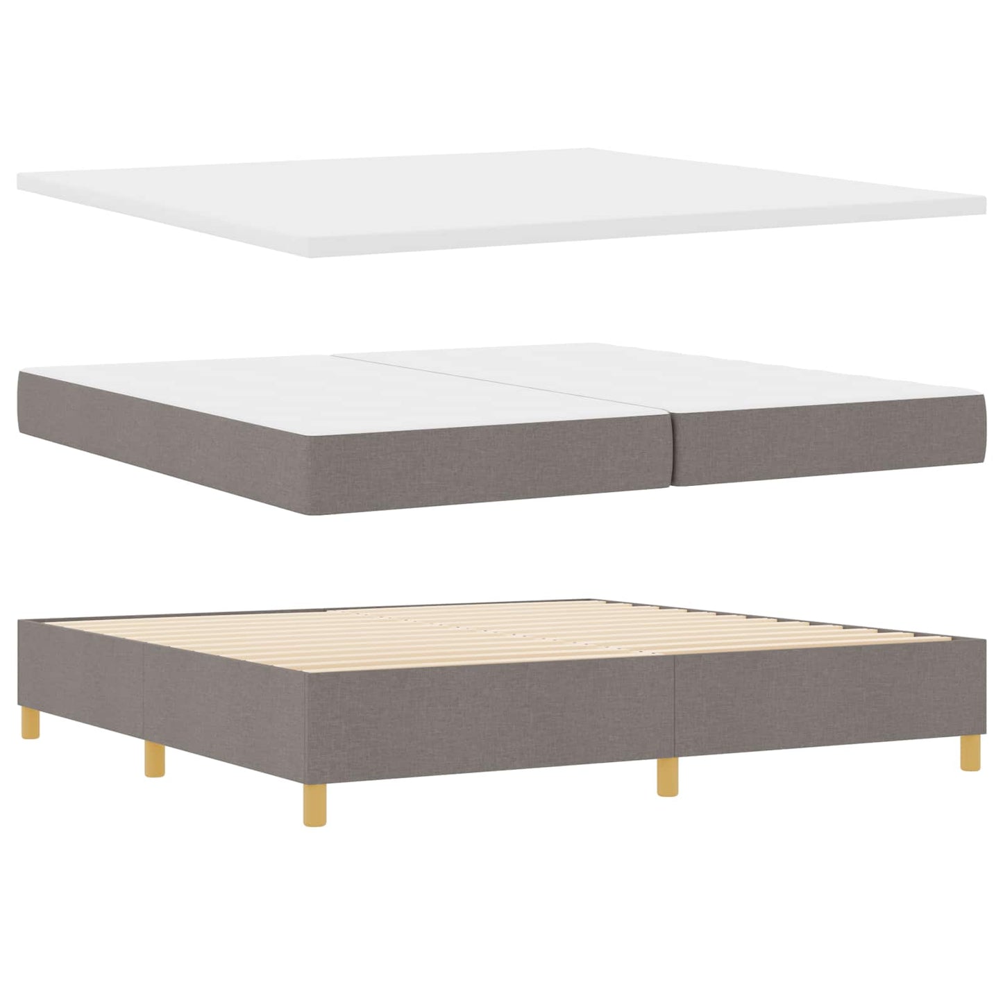 vidaXL LED Κρεβάτι με βάθρο με κεφαλάρι Taupe 200 x 200 cm ύφασμα