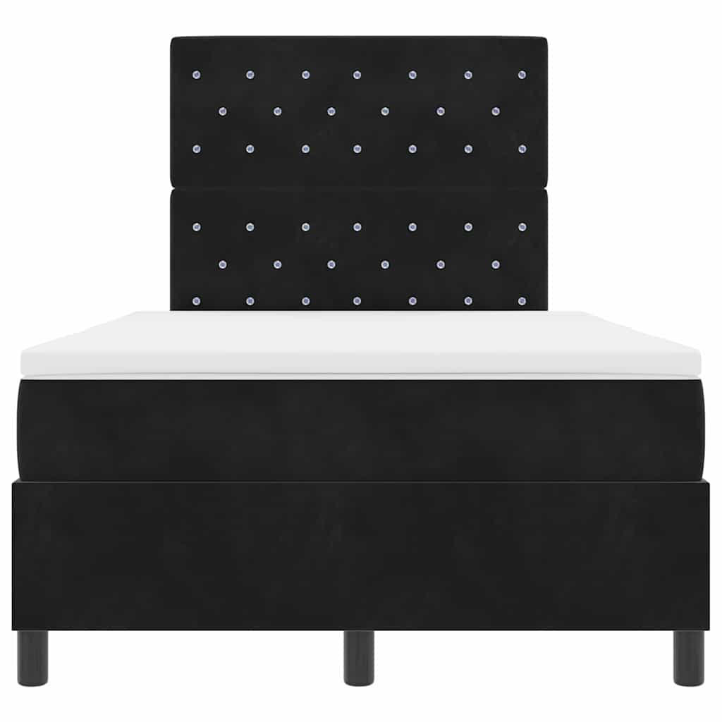 vidaXL LED Κρεβάτι με βάθρο με στρώμα Μαύρο 120 x 190 cm Βελούδο