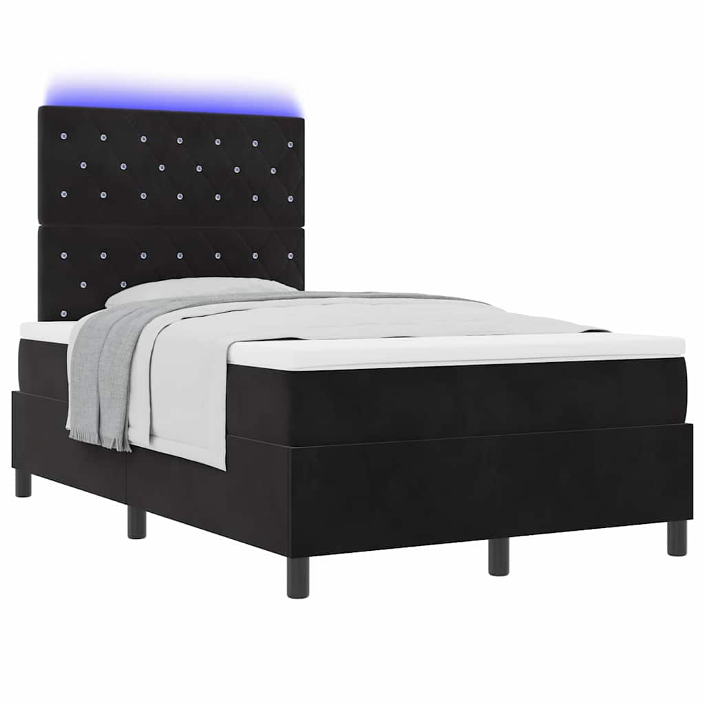 vidaXL LED Κρεβάτι με βάθρο με στρώμα Μαύρο 120 x 190 cm Βελούδο