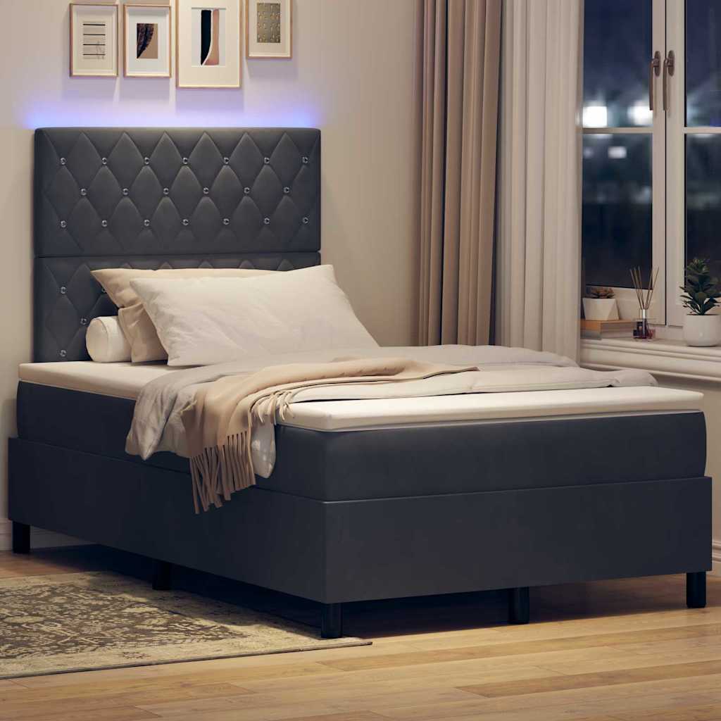 vidaXL LED Κρεβάτι με βάθρο με στρώμα Σκούρο Γκρι 120 x 200 cm Βελούδο