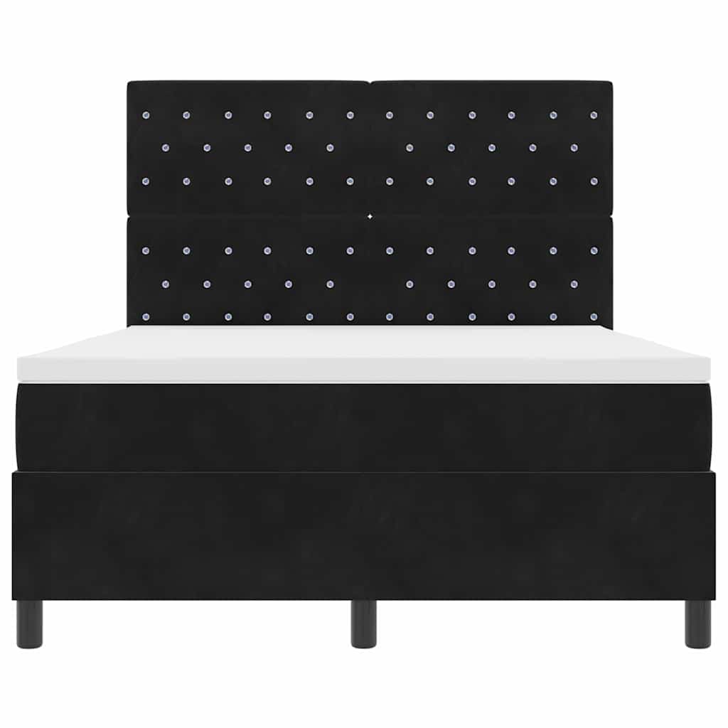 vidaXL LED Κρεβάτι με βάθρο με στρώμα Μαύρο 140 x 190 cm Βελούδο
