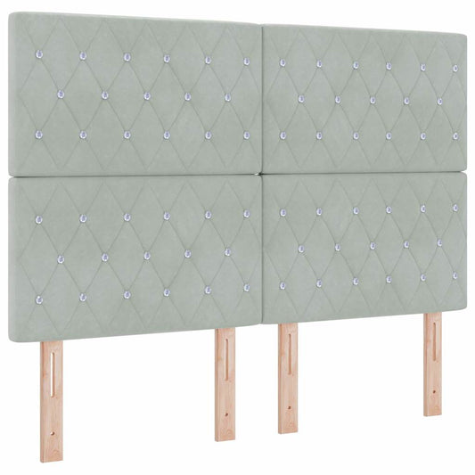 vidaXL LED Κρεβάτι με βάθρο Ανοιχτό γκρι 140 x 200 cm Βελούδο