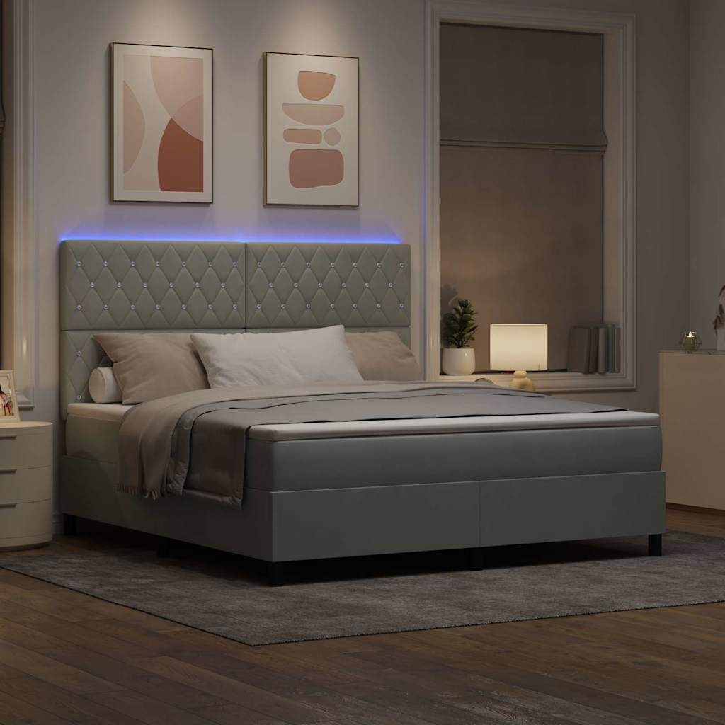 vidaXL LED Κρεβάτι με βάθρο Ανοιχτό γκρι 180 x 200 cm Βελούδο