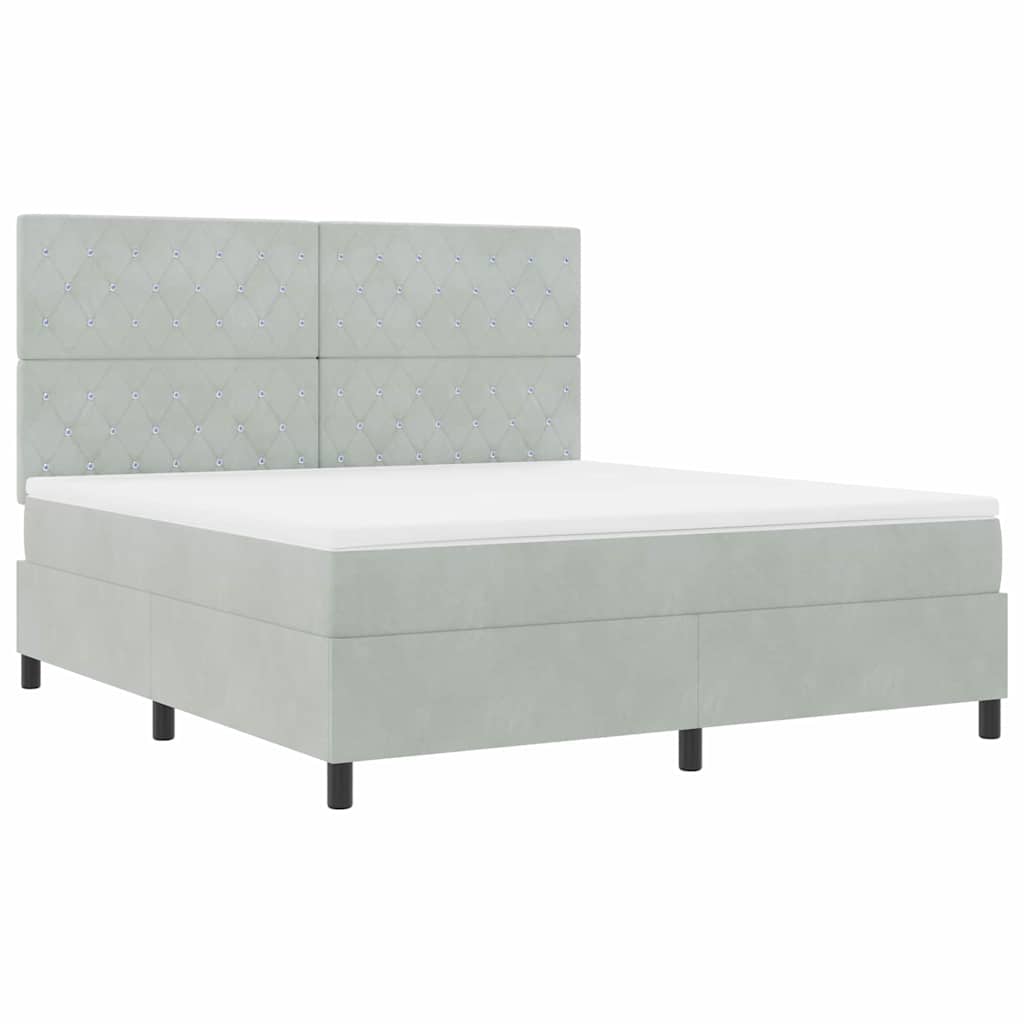 vidaXL LED Κρεβάτι με βάθρο Ανοιχτό γκρι 180 x 200 cm Βελούδο