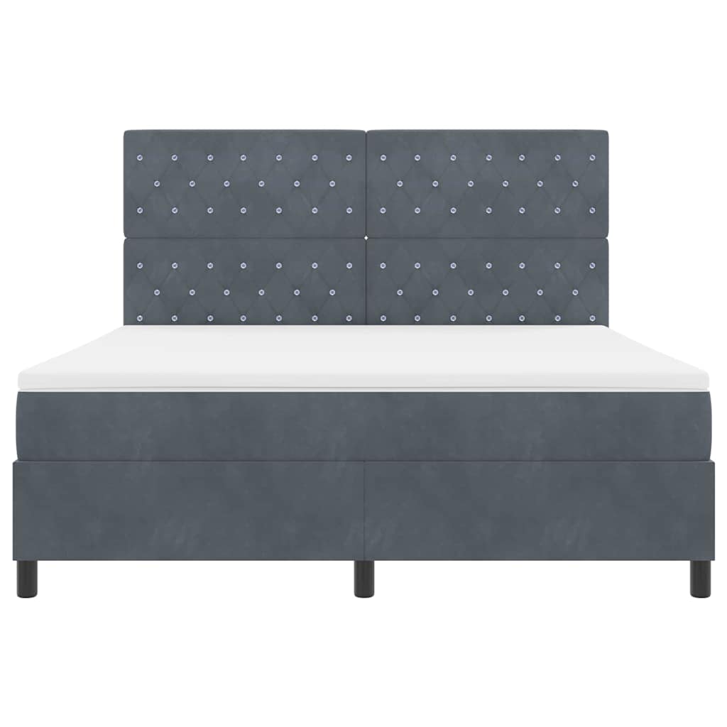 vidaXL LED Κρεβάτι με βάθρο με στρώμα Σκούρο Γκρι 180 x 200 cm Βελούδο