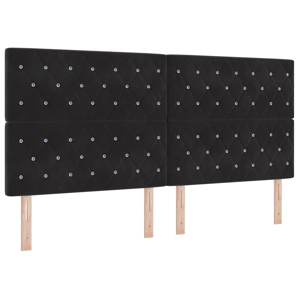 vidaXL LED Κρεβάτι με βάθρο με στρώμα Μαύρο 200 x 200 cm Βελούδο