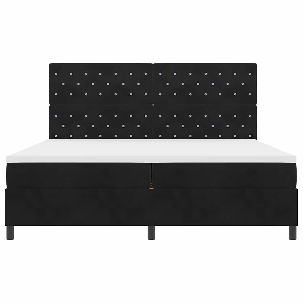 vidaXL LED Κρεβάτι με βάθρο με στρώμα Μαύρο 200 x 200 cm Βελούδο